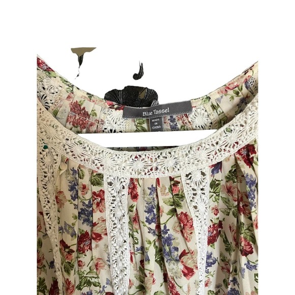 Blue Tassel by Anthropologie Maylou Open-Shoulder Blouse Size XS Multicolor - Picture 3 of 10